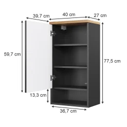 Armoire De Salle De Bains|Vicco Armoire murale de salle de bain Anthracite 40x77.5cm