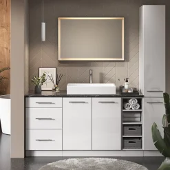 Armoire De Salle De Bains|Vicco Armoire murale de salle de bain Chêne noir brillant/blanc 40x72cm