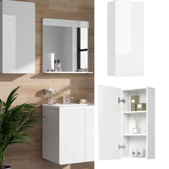 Armoire De Salle De Bains|Vicco Armoire murale de salle de bain Blanc 36.6x76.6cm