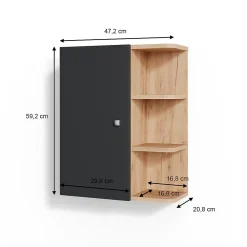 Vicco Armoire murale de salle de bain Anthracite 47.2x59.2cm