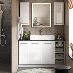 Armoire De Salle De Bains|Vicco Armoire murale de salle de bain Blanc Haute brillance 40x72cm
