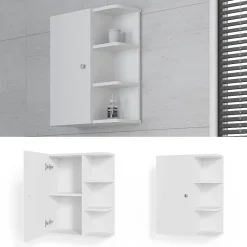 Armoire De Salle De Bains|Vicco Armoire murale de salle de bain Blanc 47.2x59.2cm