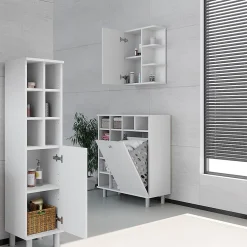 Armoire De Salle De Bains|Vicco Armoire murale de salle de bain Blanc 47.2x59.2cm