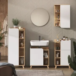 Vicco Armoire murale Sonoma/blanc 50x75cm avec porte et compartiments ouverts
