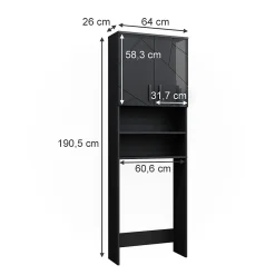 Vicco Armoire pour machine à laver Anthracite Haute brillance 64x190.5cm
