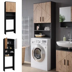 Meuble Wc|Vicco Armoire pour machine à laver Chêne doré/anthracite 64x190.5cm