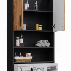 Meuble Wc|Vicco Armoire pour machine à laver Chêne doré/anthracite 64x190.5cm
