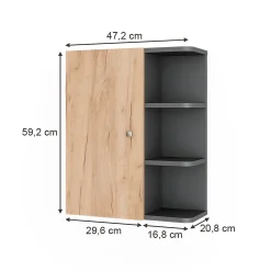 Vicco Armoire suspendue Anthracite 47.2x59.2cm