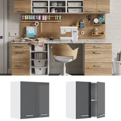 Vicco Armoire suspendue universelle Anthracite Haute brillance 60x60cm avec portes