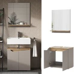 Vicco Combinaison de meubles de salle de bain Grège 2 pièces