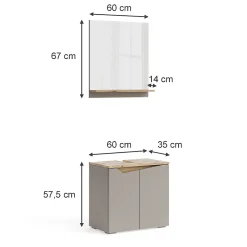 Vicco Combinaison de meubles de salle de bain Grège 2 pièces