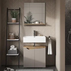 Vicco Combinaison de meubles de salle de bain Grège 2 pièces