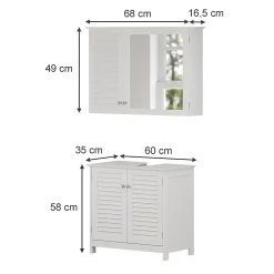 Vicco Ensemble de meubles de salle de bain Blanc 2 parties
