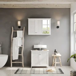 Vicco Ensemble de meubles de salle de bain Blanc 2 parties