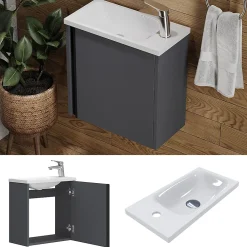 Vicco Ensemble de meubles de salle de bain Anthracite 2 parties