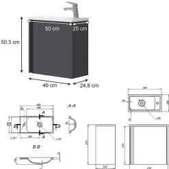 Vicco Ensemble de meubles de salle de bain Anthracite 2 parties