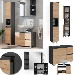 Ensemble Meuble De Salle De Bains|Vicco Ensemble de meubles de salle de bain Gris 3 parties