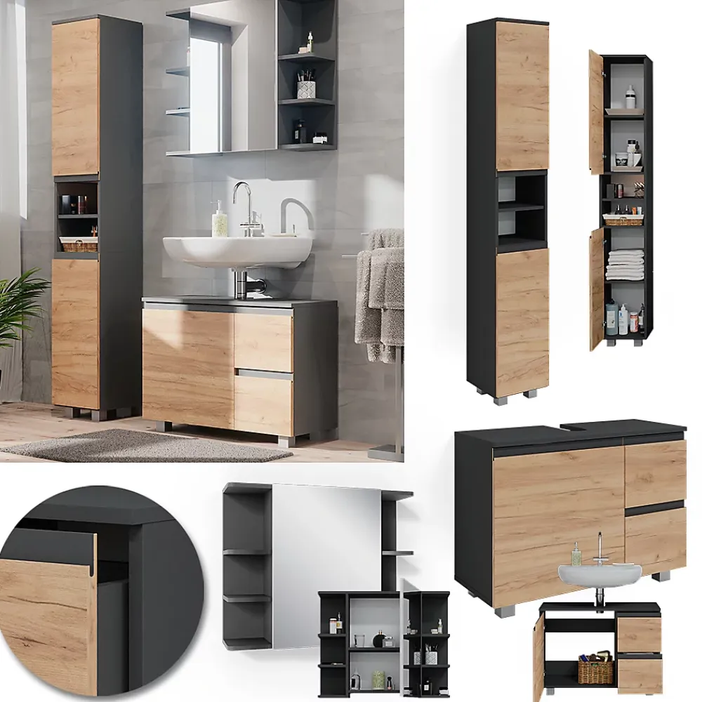 Ensemble Meuble De Salle De Bains|Vicco Ensemble de meubles de salle de bain Gris 3 parties