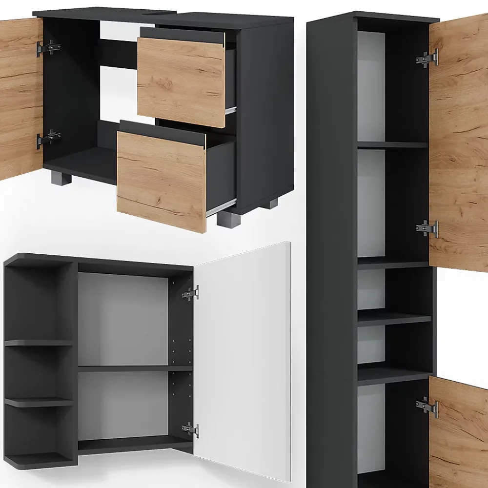 Ensemble Meuble De Salle De Bains|Vicco Ensemble de meubles de salle de bain Gris 3 parties