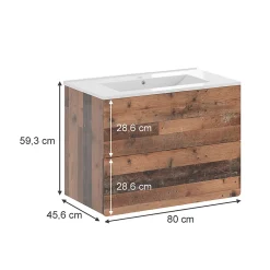 Lave-Mains|Vicco Ensemble de meubles de salle de bains Oldstyle 2 pièces
