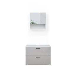 Vicco Ensemble de meubles de salle de bain Blanc Haute brillance 2 parties