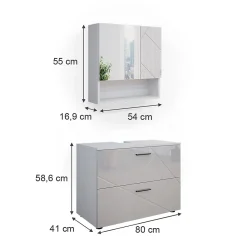 Vicco Ensemble de meubles de salle de bain Blanc Haute brillance 2 parties
