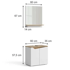 Vicco Ensemble de meubles de salle de bain Blanc 2 parties