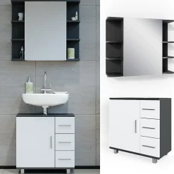 Vicco Ensemble de meubles de salle de bain Anthracite 2 parties