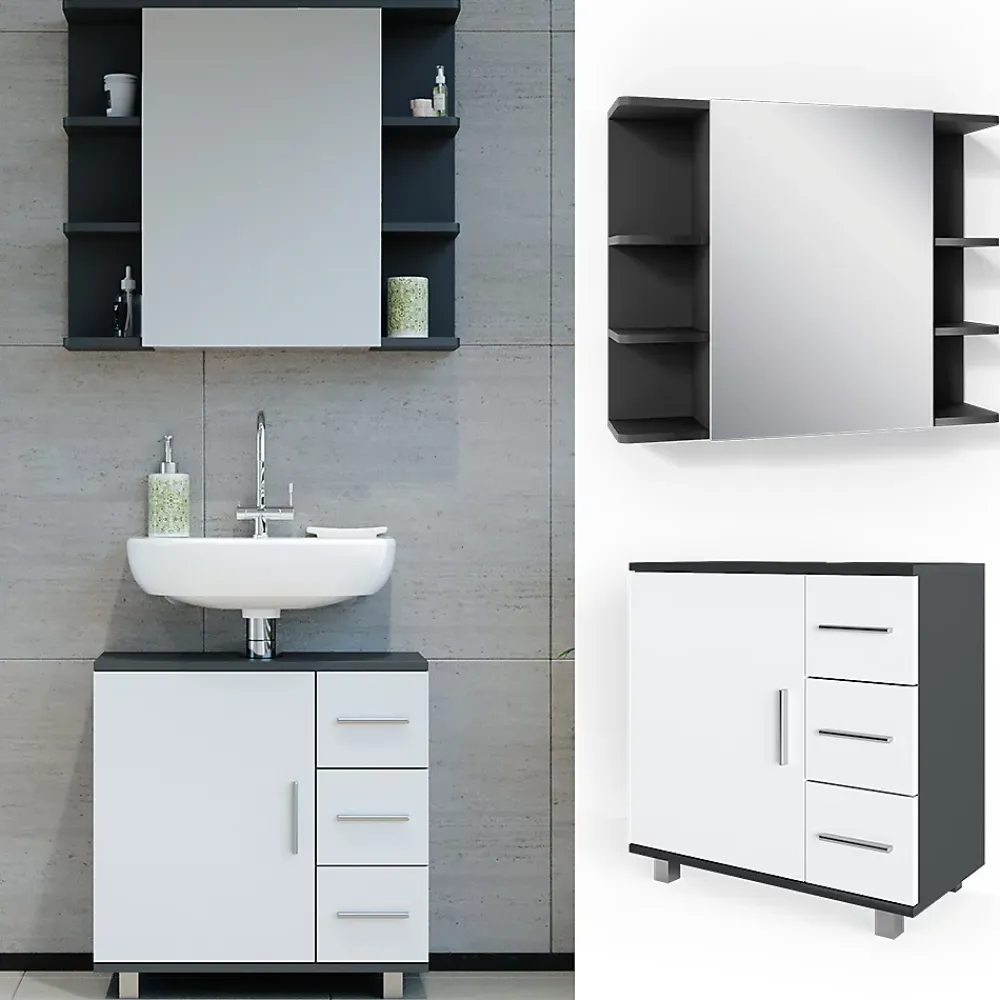 Vicco Ensemble de meubles de salle de bain Anthracite 2 parties
