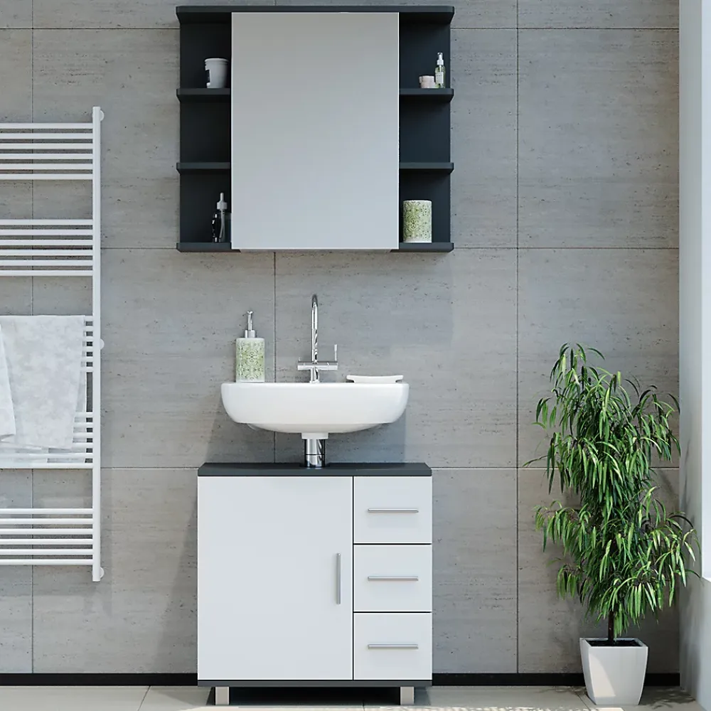 Vicco Ensemble de meubles de salle de bain Anthracite 2 parties