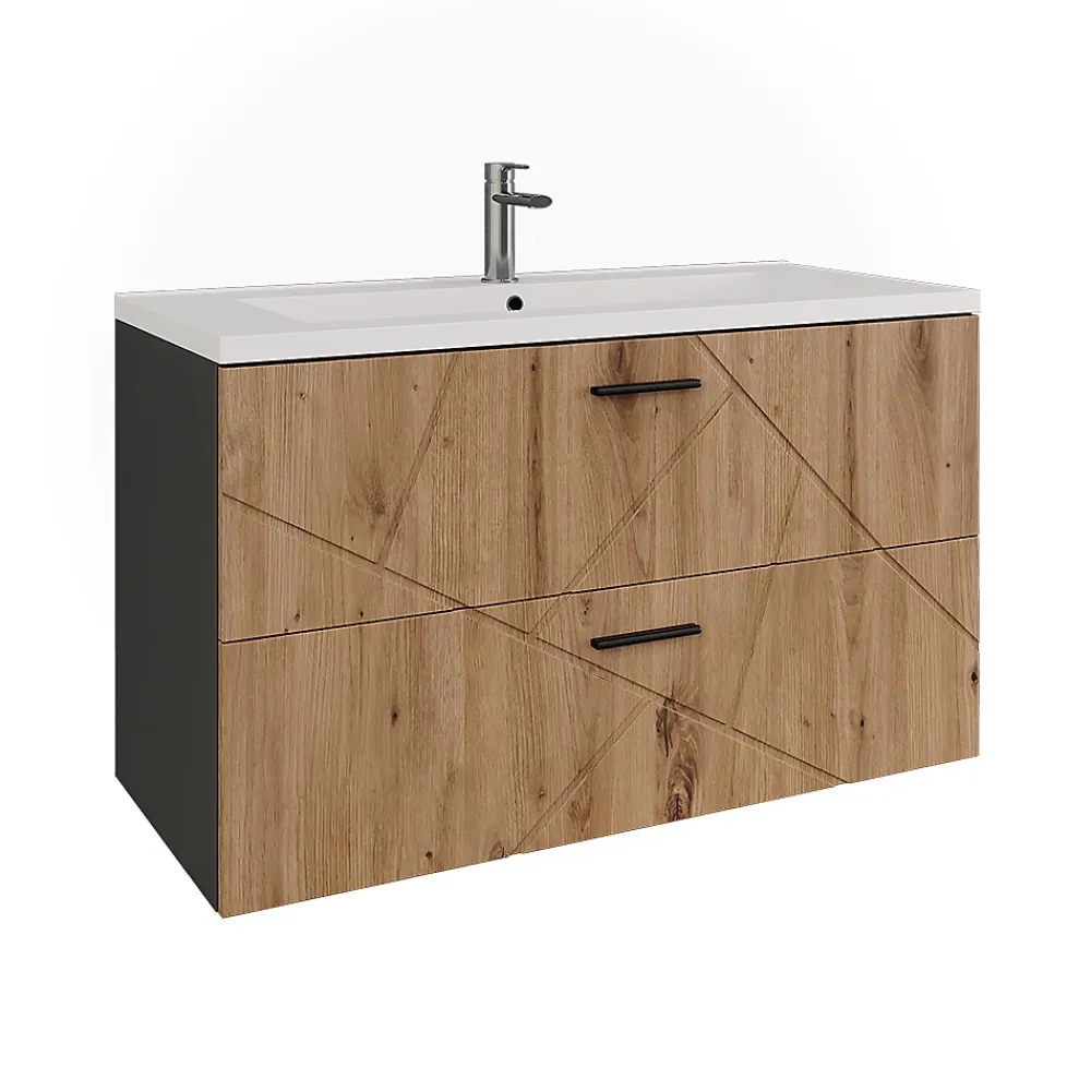 Lave-Mains|Vicco Ensemble de meubles de salle de bains Anthracite/Artisan 2 pièces