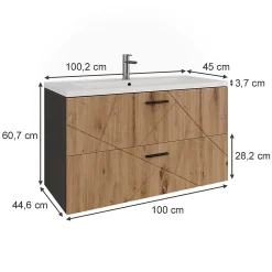 Lave-Mains|Vicco Ensemble de meubles de salle de bains Anthracite/Artisan 2 pièces