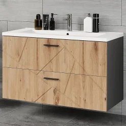 Lave-Mains|Vicco Ensemble de meubles de salle de bains Anthracite/Artisan 2 pièces