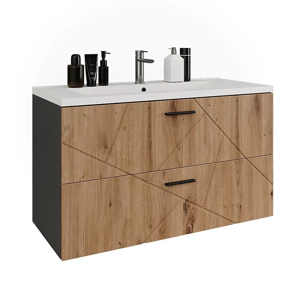 Lave-Mains|Vicco Ensemble de meubles de salle de bains Anthracite/Artisan 2 pièces