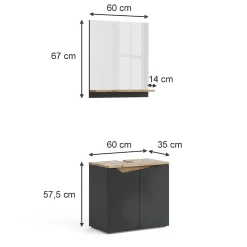 Vicco Ensemble de meubles de salle de bain Anthracite 2 pièces