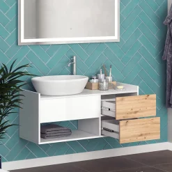 Ensemble Meuble De Salle De Bains|Vicco Ensemble de meubles de salle de bain Blanc 2 parties
