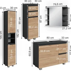 Ensemble Meuble De Salle De Bains|Vicco Ensemble de meubles de salle de bain Gris 4 parties