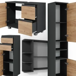 Ensemble Meuble De Salle De Bains|Vicco Ensemble de meubles de salle de bain Gris 4 parties