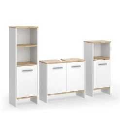 Vicco Ensemble de meubles de salle de bains Chêne blanc/force de lor 3 pièces