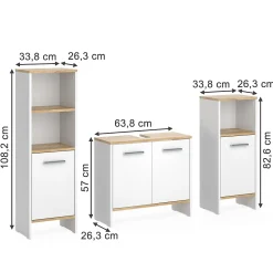 Vicco Ensemble de meubles de salle de bains Chêne blanc/force de lor 3 pièces
