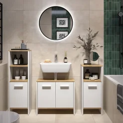 Vicco Ensemble de meubles de salle de bains Chêne blanc/force de lor 3 pièces