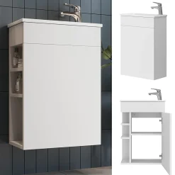 Vicco Ensemble de meubles de salle de bain Blanc 2 parties, avec lavabo