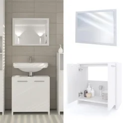 Vicco Ensemble de meubles de salle de bain Blanc 2 parties