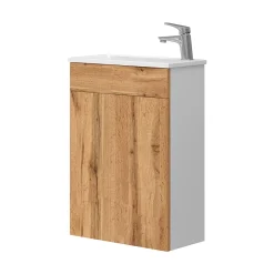 Vicco Ensemble de meubles de salle de bain Chêne de force doré 2 parties, avec lavabo