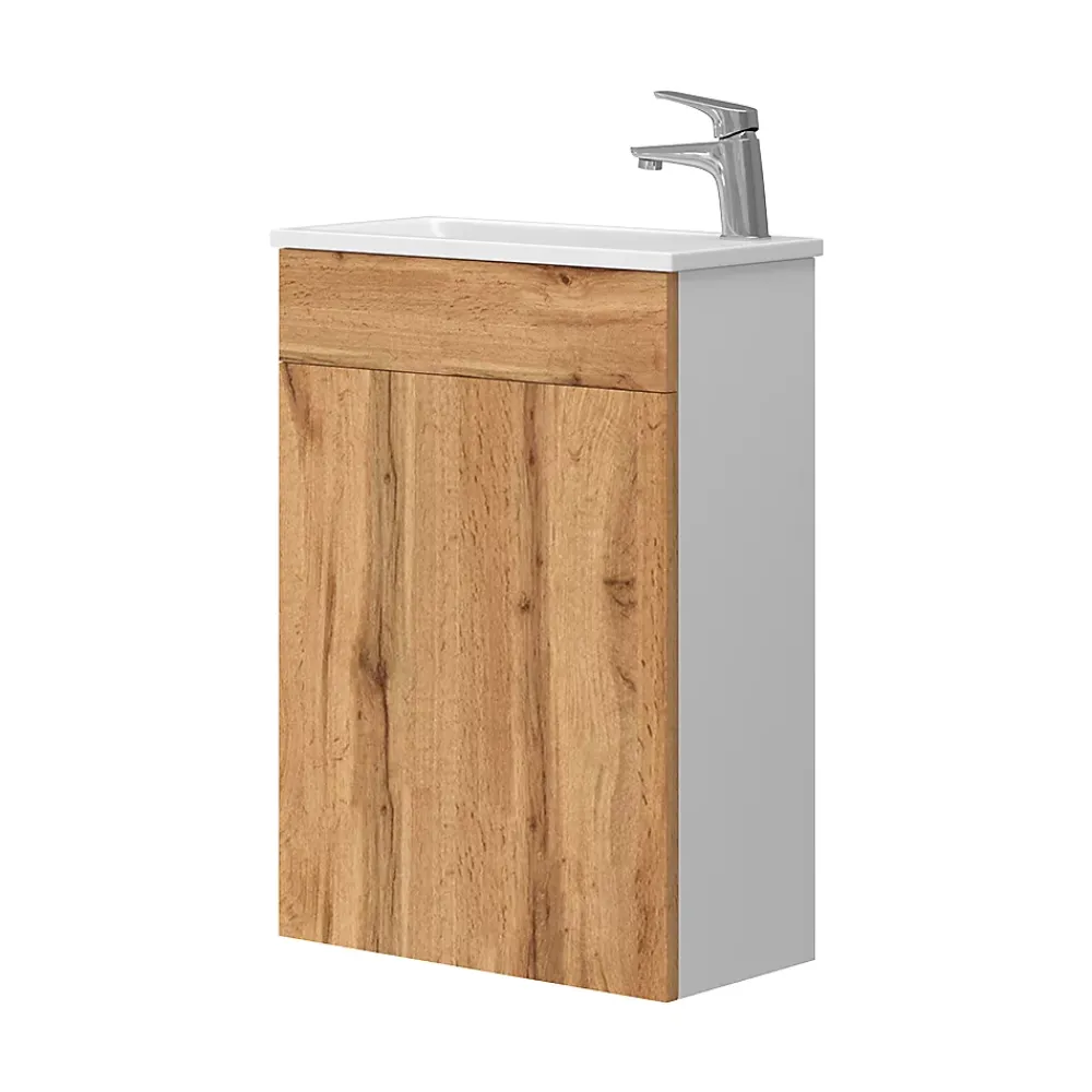 Vicco Ensemble de meubles de salle de bain Chêne de force doré 2 parties, avec lavabo
