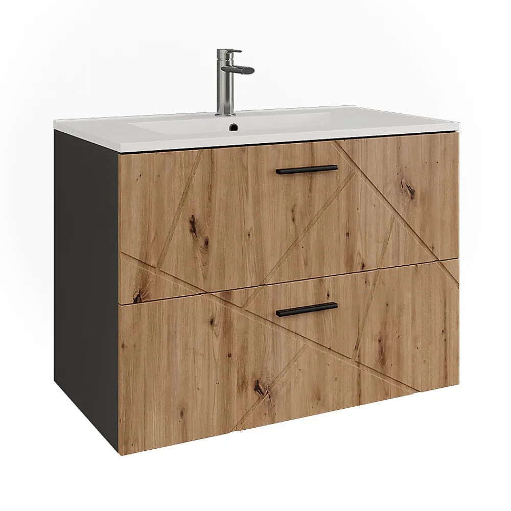 Lave-Mains|Vicco Ensemble de meubles de salle de bains Anthracite/Artisan 2 pièces