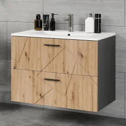Lave-Mains|Vicco Ensemble de meubles de salle de bains Anthracite/Artisan 2 pièces