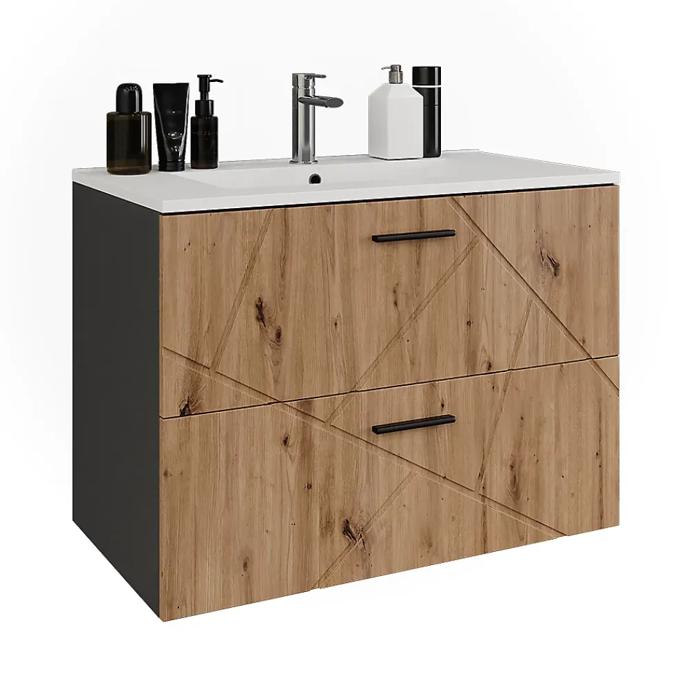 Lave-Mains|Vicco Ensemble de meubles de salle de bains Anthracite/Artisan 2 pièces