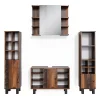 Vicco Ensemble de meubles de salle de bain Chêne rustique 4 pièces, avec armoire haute
