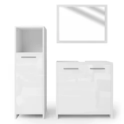 Vicco Ensemble de meubles de salle de bain Blanc Haute brillance 3 parties